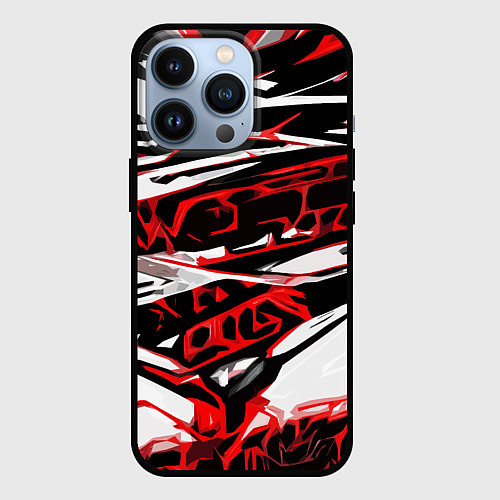 Чехол iPhone 13 Pro Красно-чёрная агрессивная абстракция на белом фоне / 3D-Черный – фото 1
