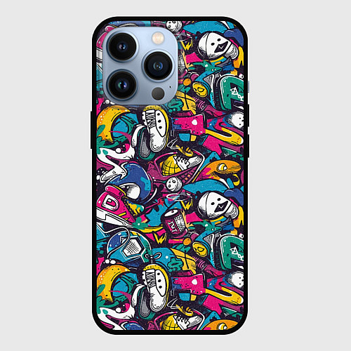 Чехол iPhone 13 Pro Граффити спортивные принадлежности / 3D-Черный – фото 1