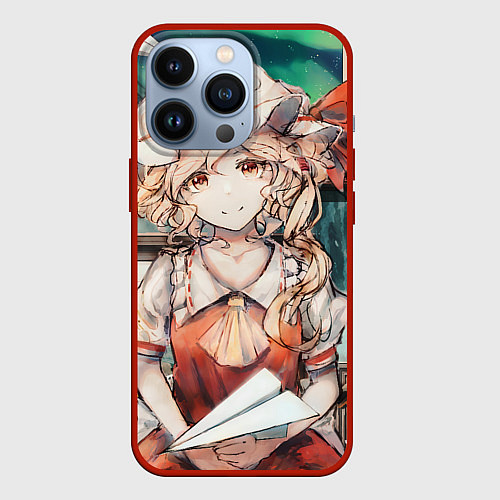 Чехол iPhone 13 Pro Touhou Project Flandre милая с бумажным самолётико / 3D-Красный – фото 1