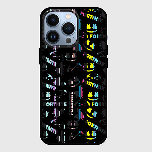 Чехол iPhone 13 Pro Marshmello black fortnite / 3D-Черный – фото 1