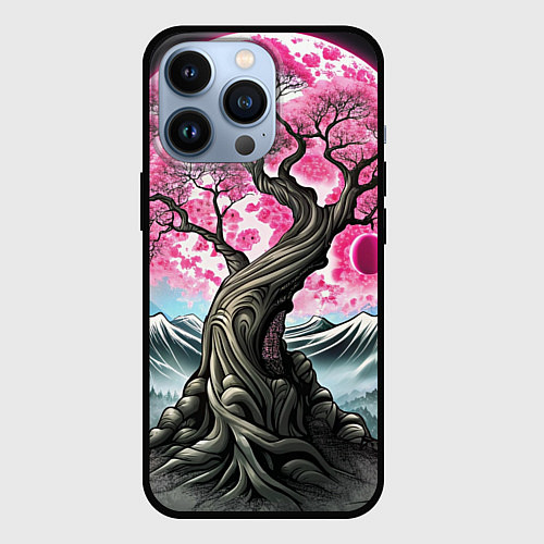 Чехол iPhone 13 Pro Большое дерево сакура / 3D-Черный – фото 1