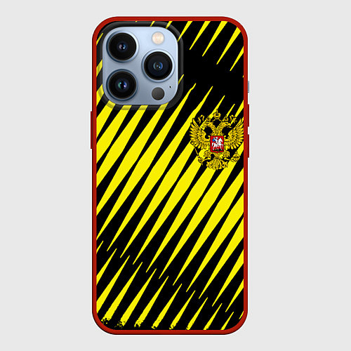 Чехол iPhone 13 Pro Герб РФ абстракция / 3D-Красный – фото 1