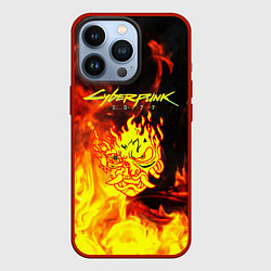 Чехол для iPhone 13 Pro Samurai fire cyberpunk, цвет: 3D-красный