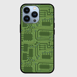 Чехол для iPhone 13 Pro Милитари электронная плата, цвет: 3D-черный