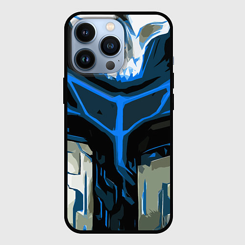 Чехол iPhone 13 Pro Blue stripes on a black and white background / 3D-Черный – фото 1