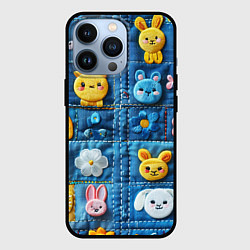 Чехол для iPhone 13 Pro Зайчата на пэчворк, цвет: 3D-черный
