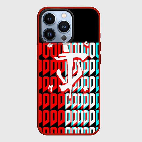 Чехол iPhone 13 Pro Doom logo надписи / 3D-Красный – фото 1