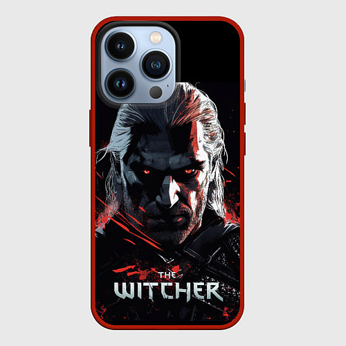 Чехол iPhone 13 Pro The Witcher dark style / 3D-Красный – фото 1