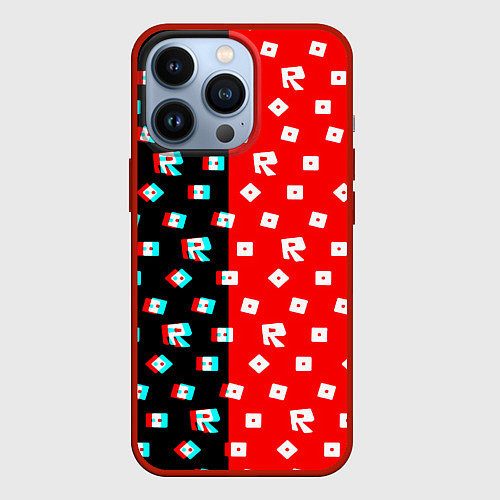 Чехол iPhone 13 Pro Roblox glitch pattern / 3D-Красный – фото 1