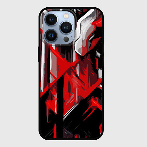 Чехол iPhone 13 Pro Red and white abstraction on a black background / 3D-Черный – фото 1