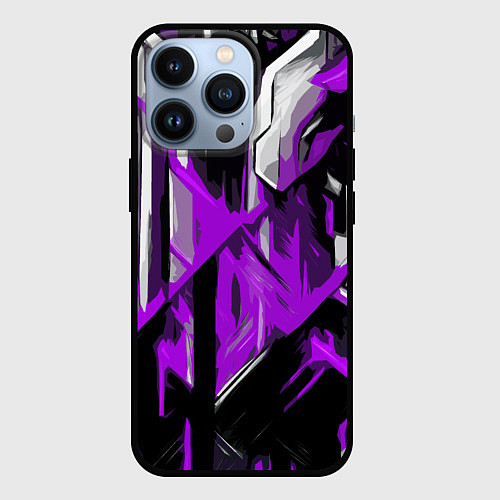 Чехол iPhone 13 Pro White and purple abstraction on a black background / 3D-Черный – фото 1