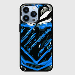 Чехол для iPhone 13 Pro Blue and white abstraction on a black background, цвет: 3D-черный