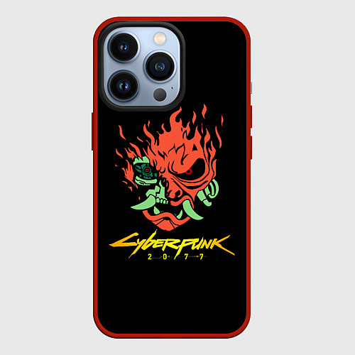 Чехол iPhone 13 Pro Cyberpunk 2077 logo / 3D-Красный – фото 1