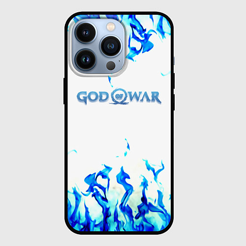 Чехол iPhone 13 Pro God of War синий огонь / 3D-Черный – фото 1