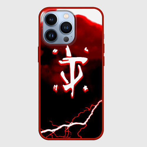 Чехол iPhone 13 Pro Doom storm logo / 3D-Красный – фото 1