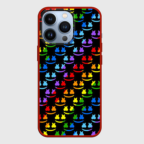 Чехол iPhone 13 Pro Marshmello dj colors / 3D-Красный – фото 1