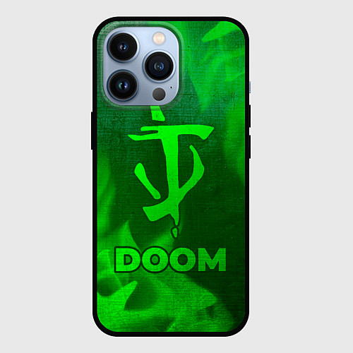 Чехол iPhone 13 Pro Doom - green gradient / 3D-Черный – фото 1