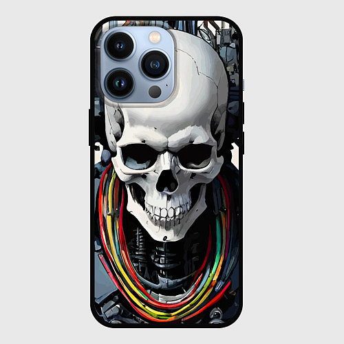 Чехол iPhone 13 Pro Cool cyber skull - ai art fantasy / 3D-Черный – фото 1