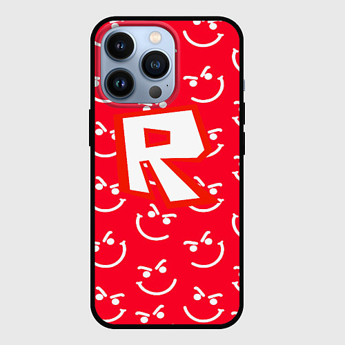 Чехол iPhone 13 Pro Roblox smile pattern / 3D-Черный – фото 1