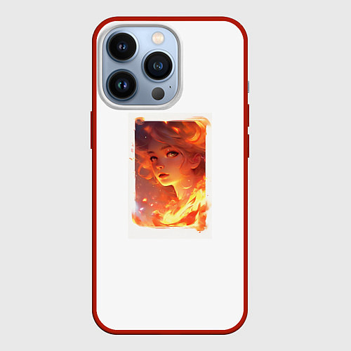 Чехол iPhone 13 Pro Flame girl / 3D-Красный – фото 1