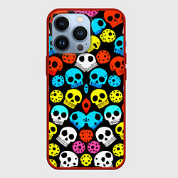 Чехол iPhone 13 Pro Прикольный цветной паттерн из черепков - нейроарт