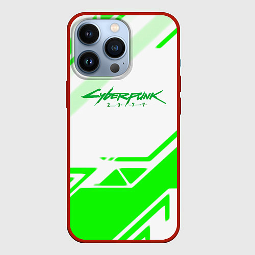 Чехол iPhone 13 Pro Cyberpunk 2077 geometry green / 3D-Красный – фото 1