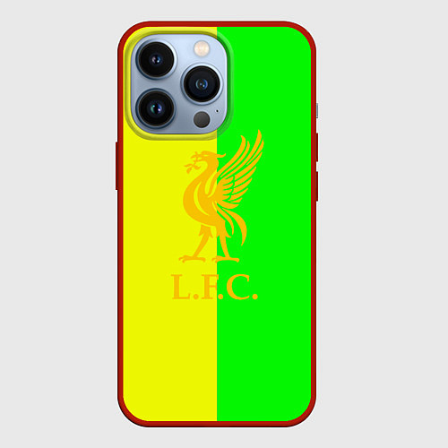 Чехол iPhone 13 Pro Ливерпуль текстура спорт / 3D-Красный – фото 1