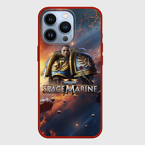 Чехол iPhone 13 Pro Warhammer 40000 space marine 2 Captain Titus / 3D-Красный – фото 1