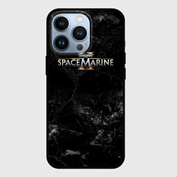 Чехол iPhone 13 Pro Warhammer 40000 space marine 2 black logo
