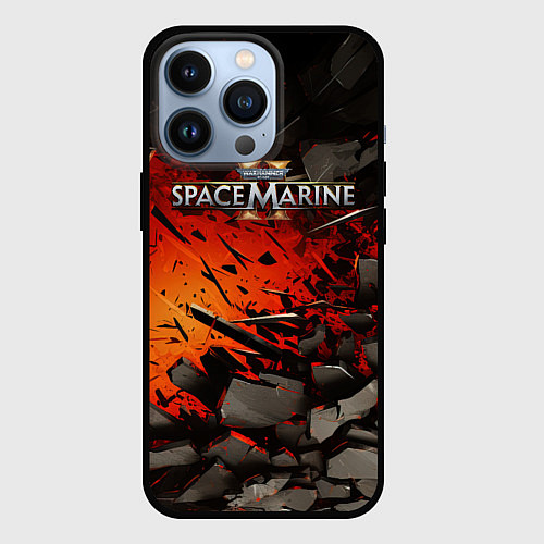 Чехол iPhone 13 Pro Warhammer 40000 space marine 2 взрыв камней / 3D-Черный – фото 1