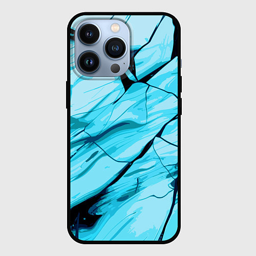 Чехол iPhone 13 Pro Стилизованная каменная текстура голубой / 3D-Черный – фото 1