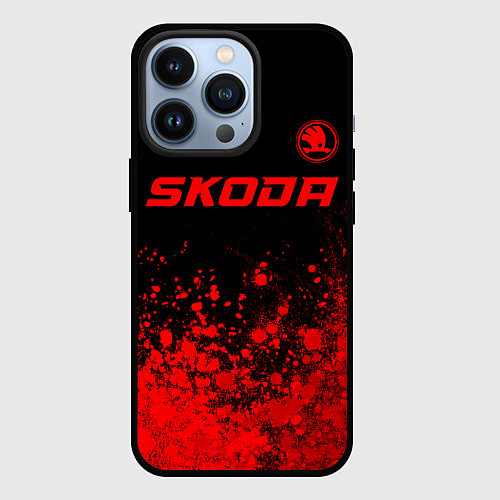 Чехол iPhone 13 Pro Skoda - red gradient посередине / 3D-Черный – фото 1