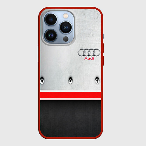 Чехол iPhone 13 Pro Audi metal sport / 3D-Красный – фото 1