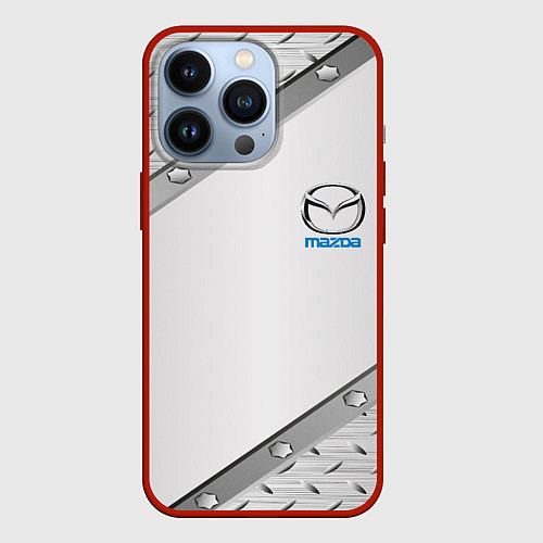 Чехол iPhone 13 Pro Mazda текстура метал / 3D-Красный – фото 1