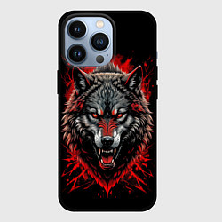 Чехол для iPhone 13 Pro Морда волка в крови, цвет: 3D-черный