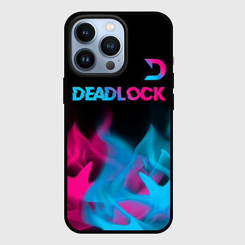 Чехол iPhone 13 Pro Deadlock - neon gradient посередине / 3D-Черный – фото 1