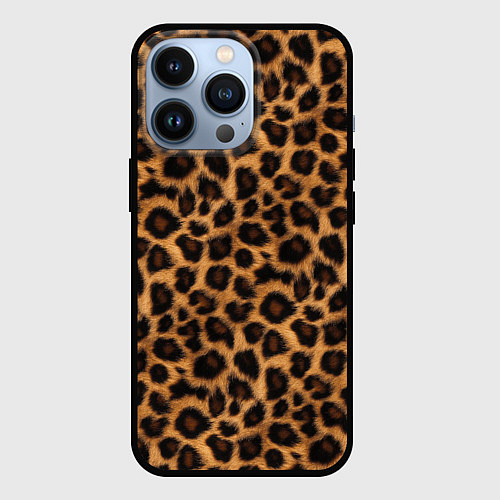 Чехол iPhone 13 Pro Гладкая шерстка леопарда / 3D-Черный – фото 1