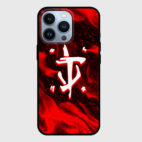 Чехол iPhone 13 Pro Doom logo fire / 3D-Черный – фото 1