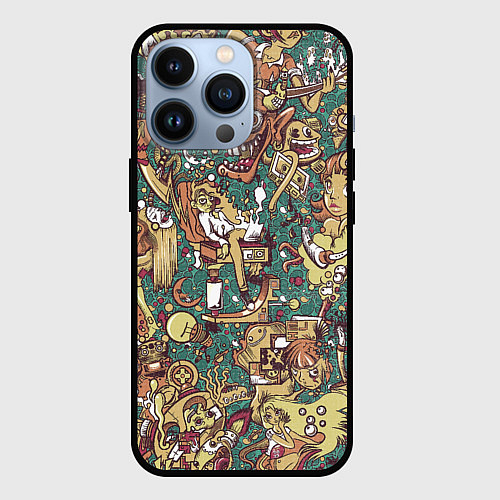 Чехол iPhone 13 Pro Монстры и девушки / 3D-Черный – фото 1