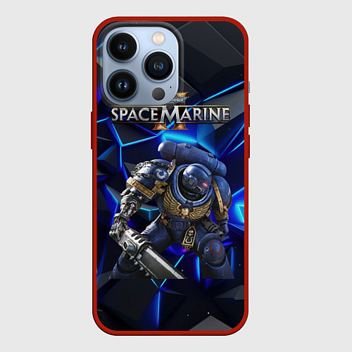 Чехол iPhone 13 Pro Warhammer 40000 space marine 2 ультрамарин / 3D-Красный – фото 1