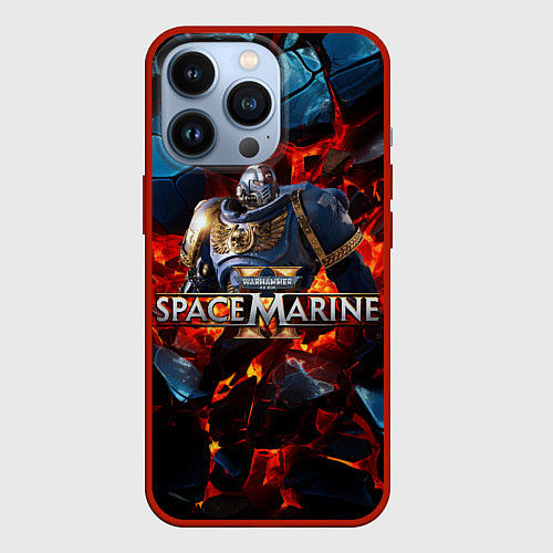 Чехол iPhone 13 Pro Warhammer 40000 space marine 2 ультрамарин в броне / 3D-Красный – фото 1