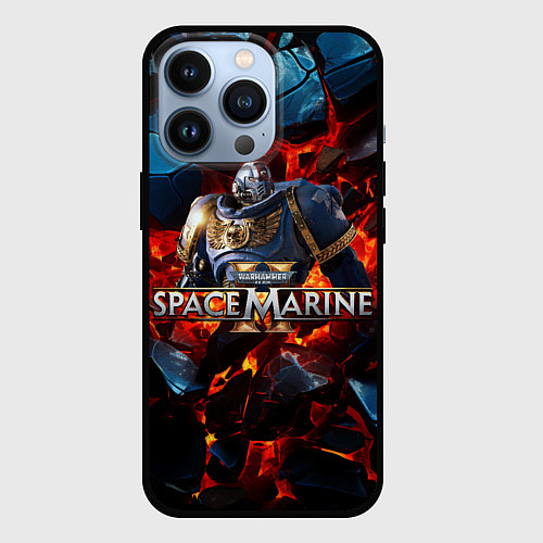 Чехол iPhone 13 Pro Warhammer 40000 space marine 2 ультрамарин в броне / 3D-Черный – фото 1