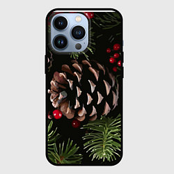 Чехол для iPhone 13 Pro Новый год шишки и клюква на ёлке, цвет: 3D-черный