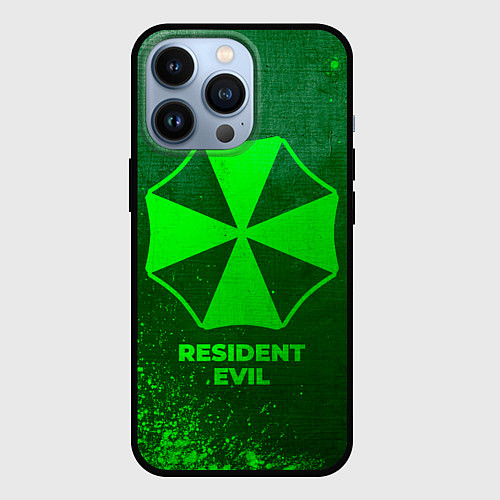 Чехол iPhone 13 Pro Resident Evil - green gradient / 3D-Черный – фото 1