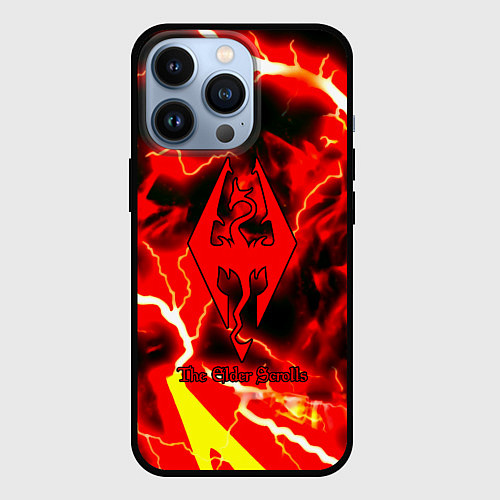 Чехол iPhone 13 Pro Skyrim red storm logo / 3D-Черный – фото 1