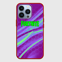 Чехол iPhone 13 Pro Fortnite game neon hexagon