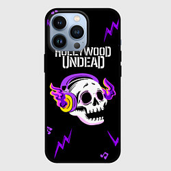 Чехол iPhone 13 Pro Hollywood Undead неоновый череп