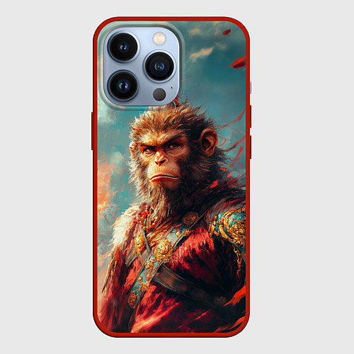 Чехол iPhone 13 Pro Wukong на фоне лепестков / 3D-Красный – фото 1