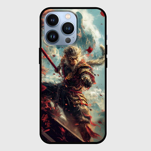 Чехол iPhone 13 Pro Wukong с посохом / 3D-Черный – фото 1