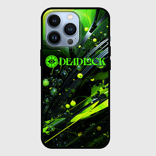 Чехол iPhone 13 Pro Deadlock logo зеленая абстракция / 3D-Черный – фото 1